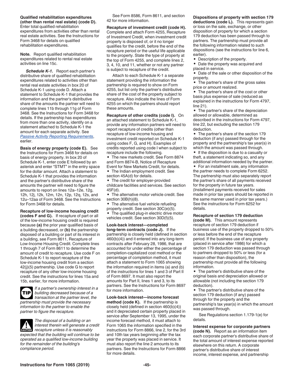 Instructions for IRS Form 1065 U.S. Return of Partnership Income, Page 45