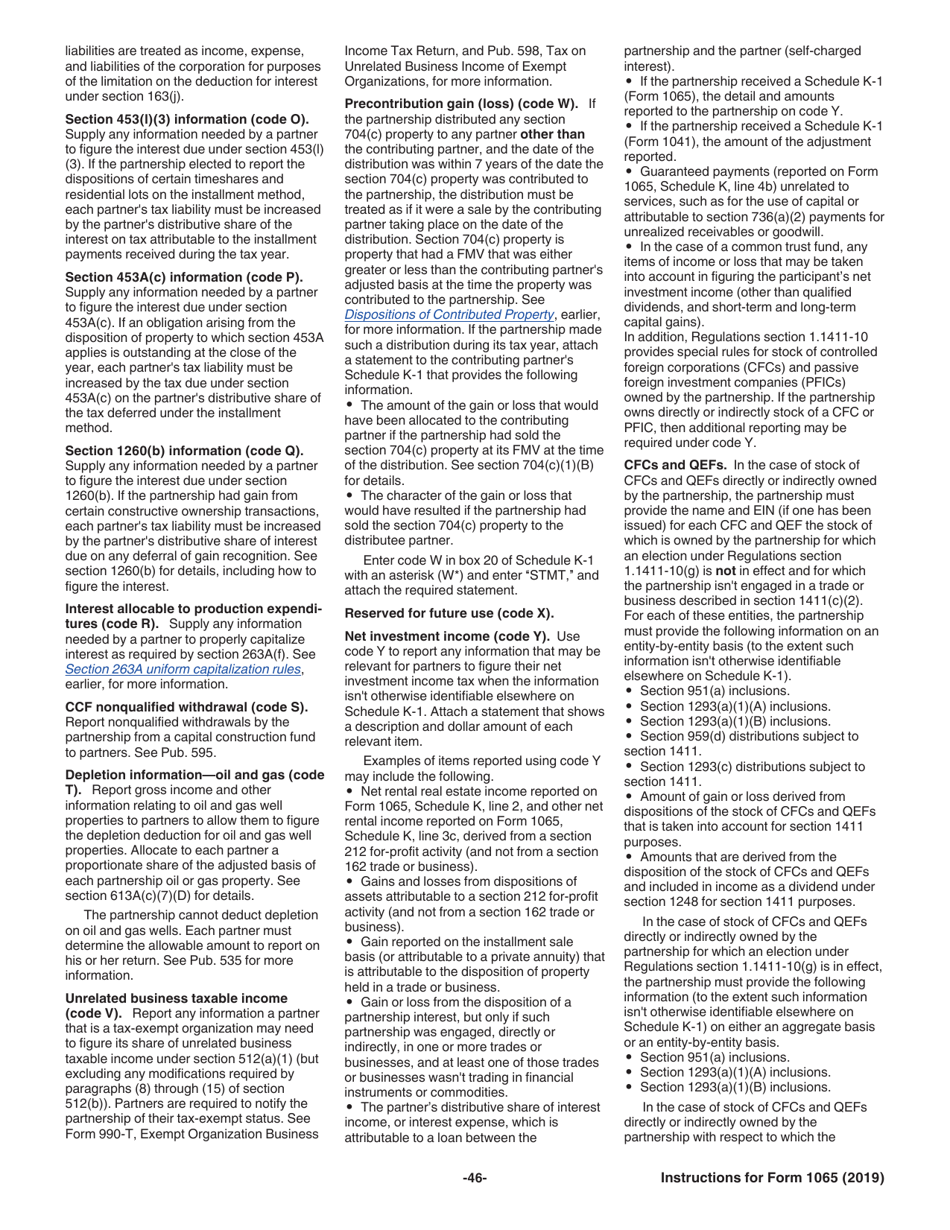 Instructions for IRS Form 1065 U.S. Return of Partnership Income, Page 46