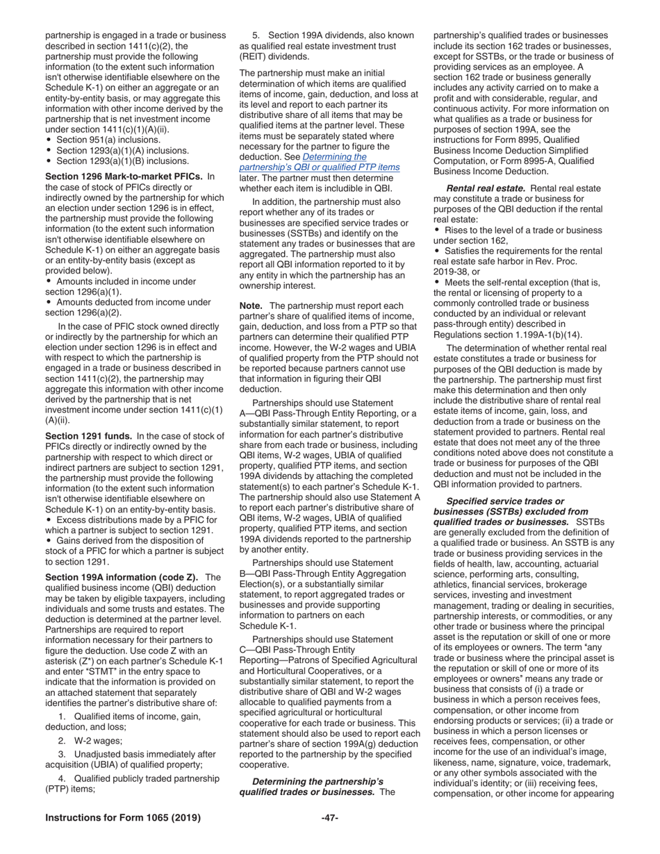 Instructions for IRS Form 1065 U.S. Return of Partnership Income, Page 47