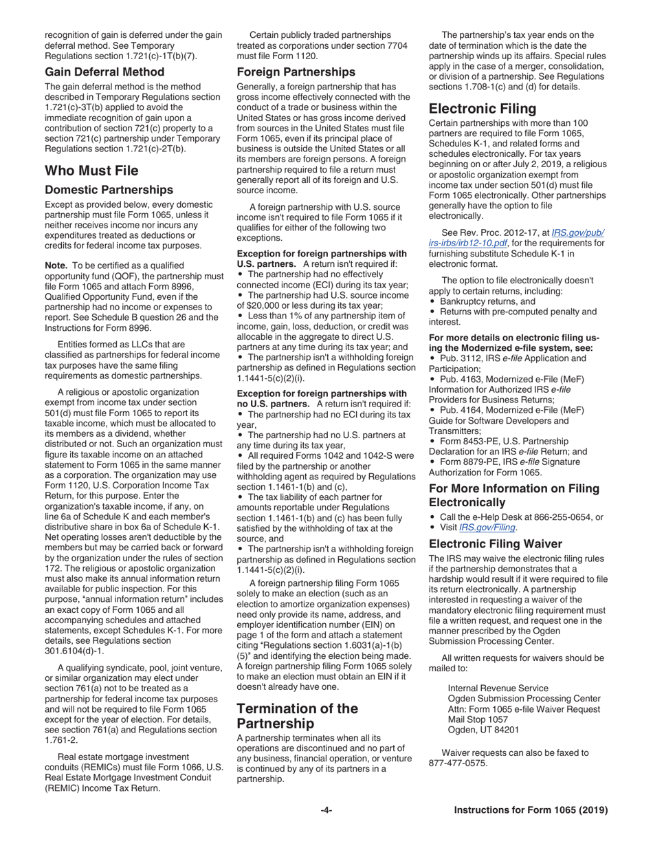 Instructions for IRS Form 1065 U.S. Return of Partnership Income, Page 4