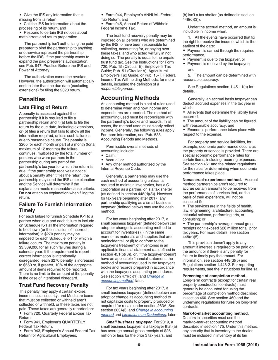 Instructions for IRS Form 1065 U.S. Return of Partnership Income, Page 6