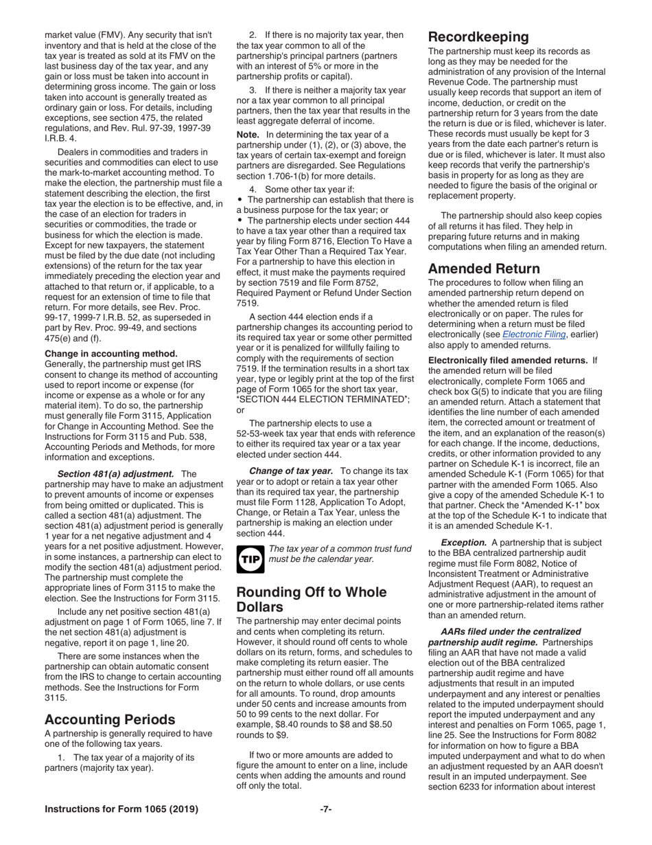 Instructions for IRS Form 1065 U.S. Return of Partnership Income, Page 7