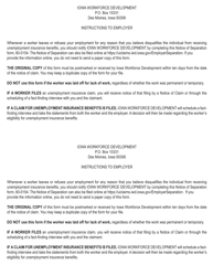 Form 60-0154 Notice of Separation or Refusal of Work Under Conditions That May Disqualify - Iowa, Page 2