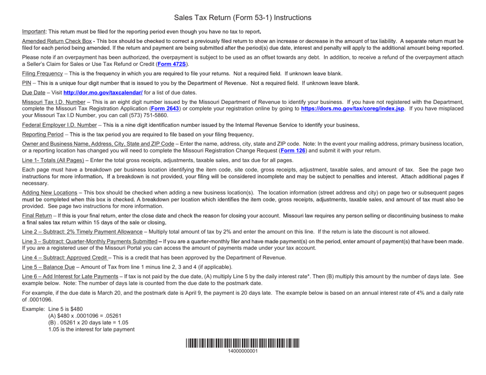 Form 53-1 Sales Tax Return - Missouri, Page 3