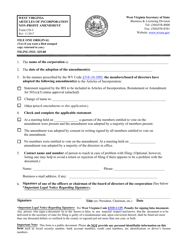Form CD-3 &quot;West Virginia Articles of Incorporation Non-profit Amendment&quot; - West Virginia