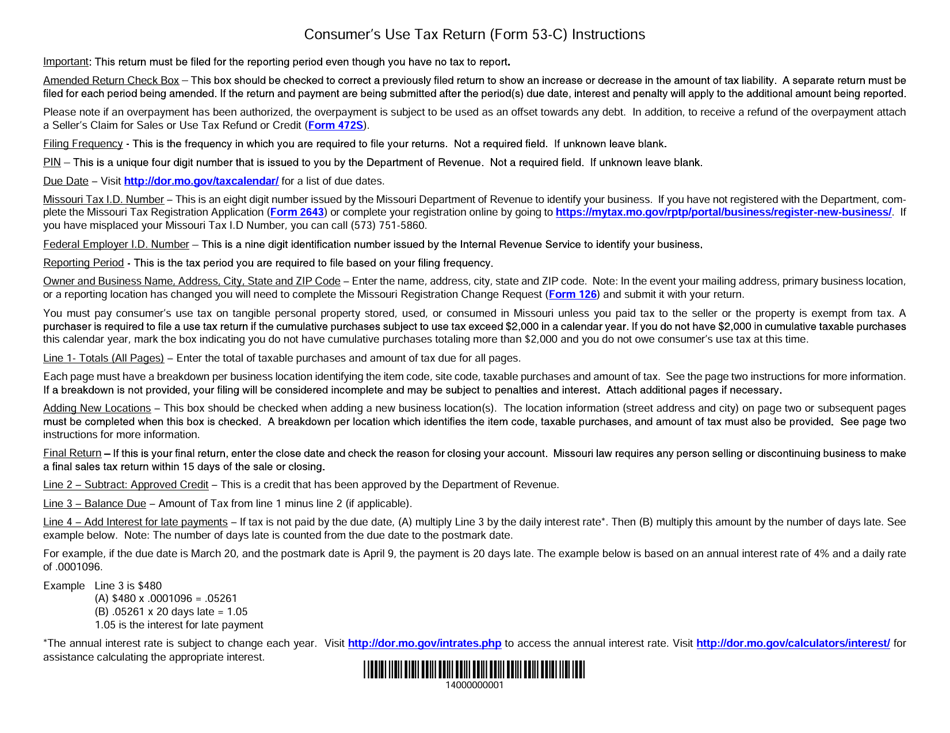 Form 53-C Consumers Use Tax Return - Missouri, Page 3