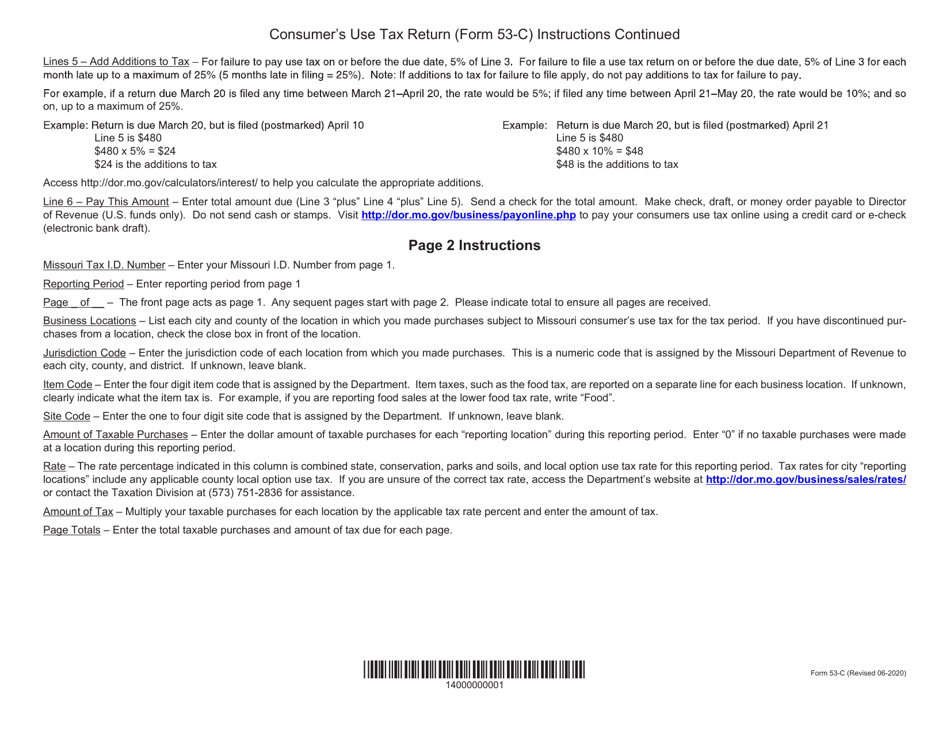Form 53-C Consumers Use Tax Return - Missouri, Page 4
