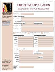 Document preview: Fire Permit Application - Construction, Equipment Installation - City of Berkeley, California
