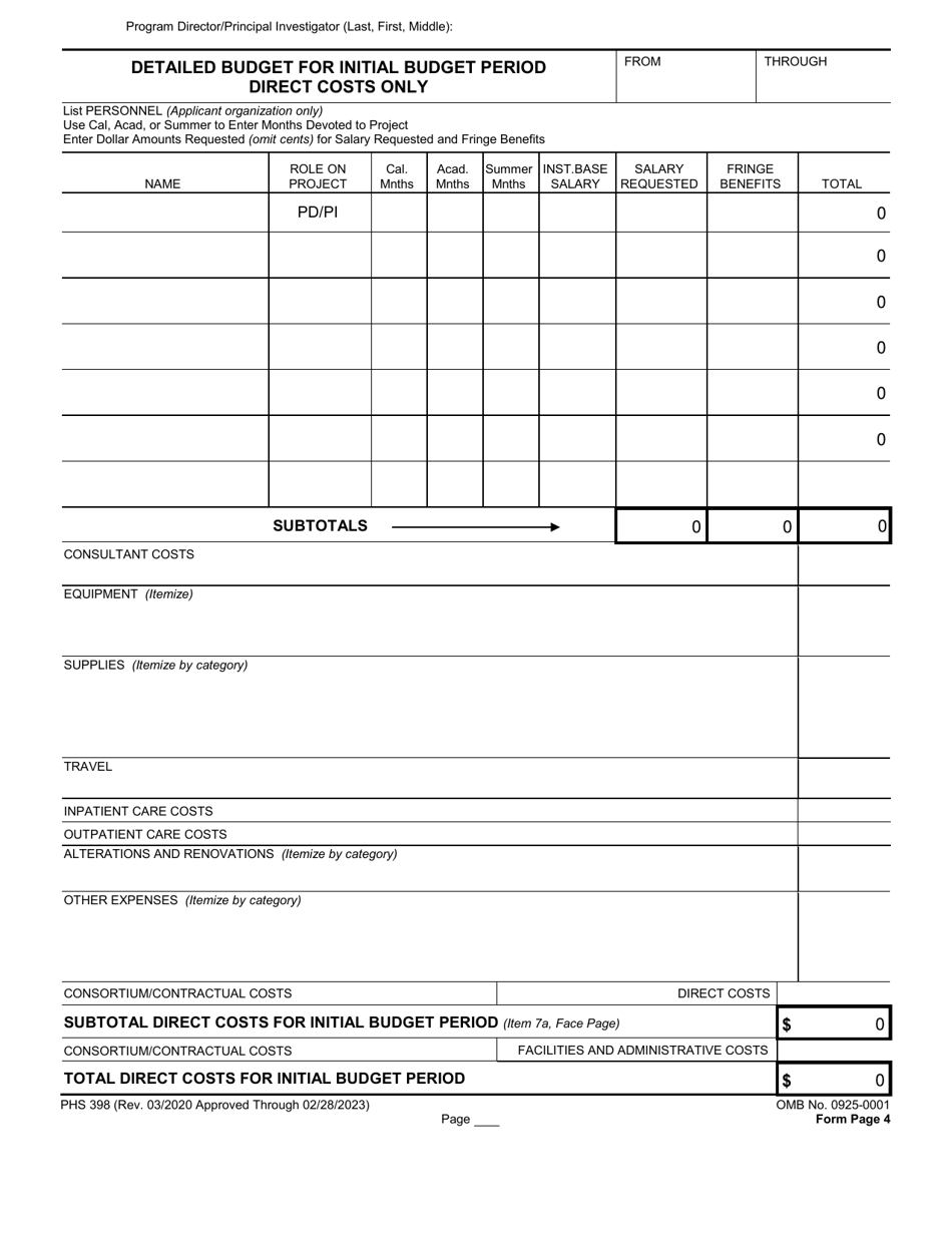 Form PHS398 Grant Application, Page 6