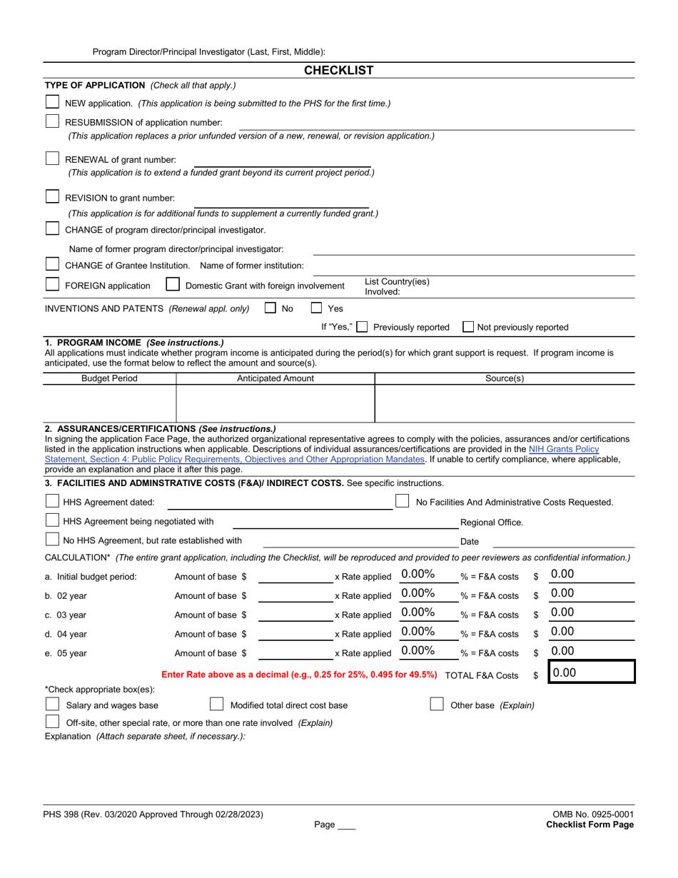 Form PHS398 Grant Application, Page 9