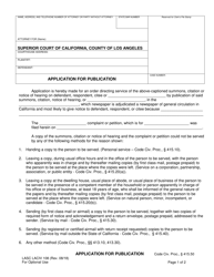 Document preview: Form LASC LACIV108 Application for Publication - County of Los Angeles, California
