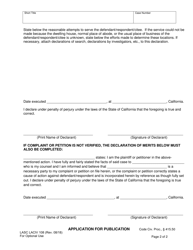 Form LASC LACIV108 Application for Publication - County of Los Angeles, California, Page 2