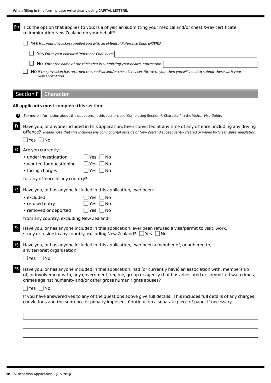 Form INZ1017 Visitor Visa Application for a Temporary Stay in New Zealand - New Zealand, Page 10