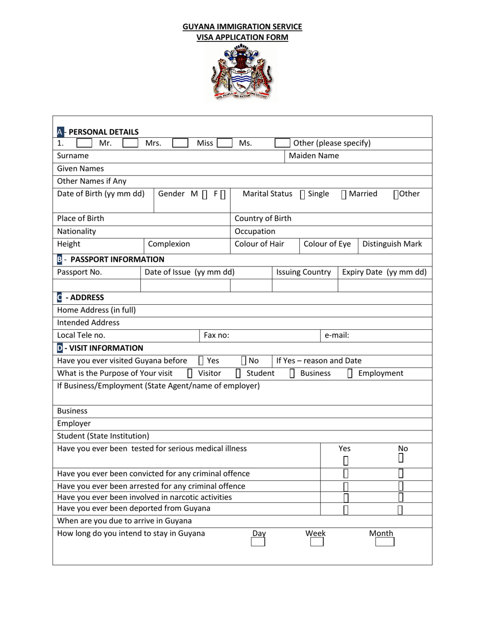 Guyana Passport Renewal Form Printable Printable Forms Free Online