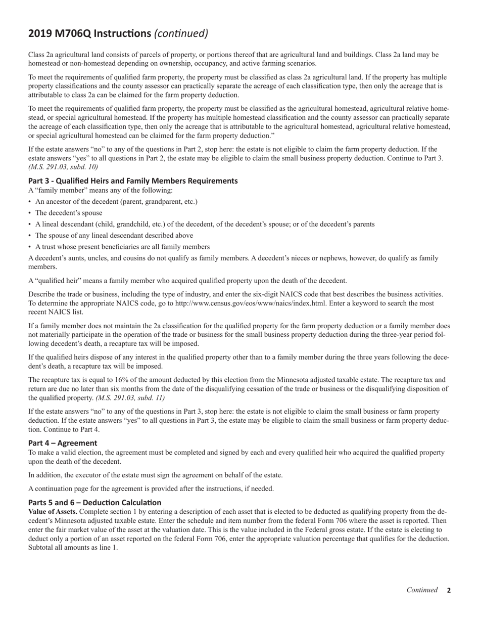 Form M706Q Election to Claim the Qualified Small Business and Farm Property Deduction - Minnesota, Page 8