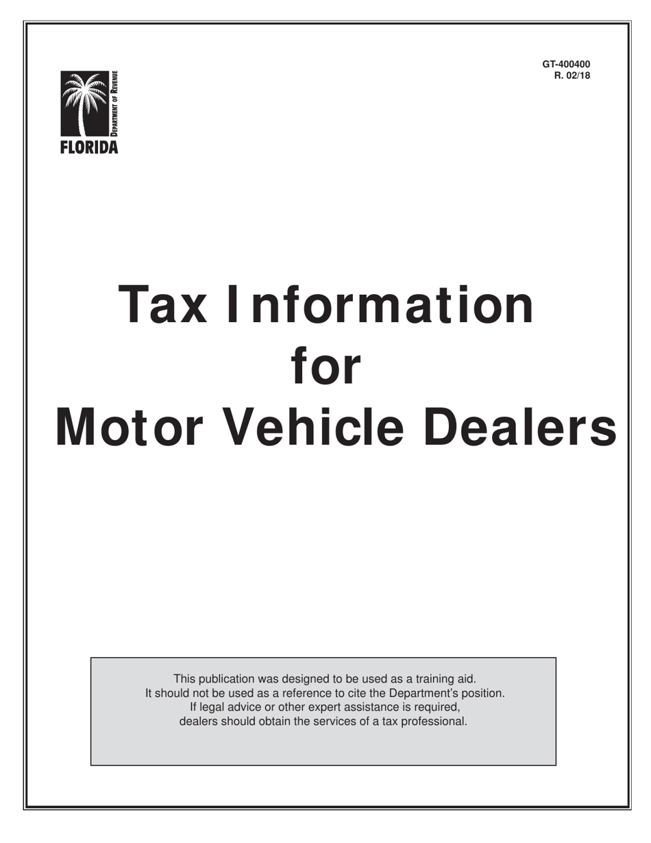 Tax Information for Motor Vehicle Dealers - Florida, Page 1
