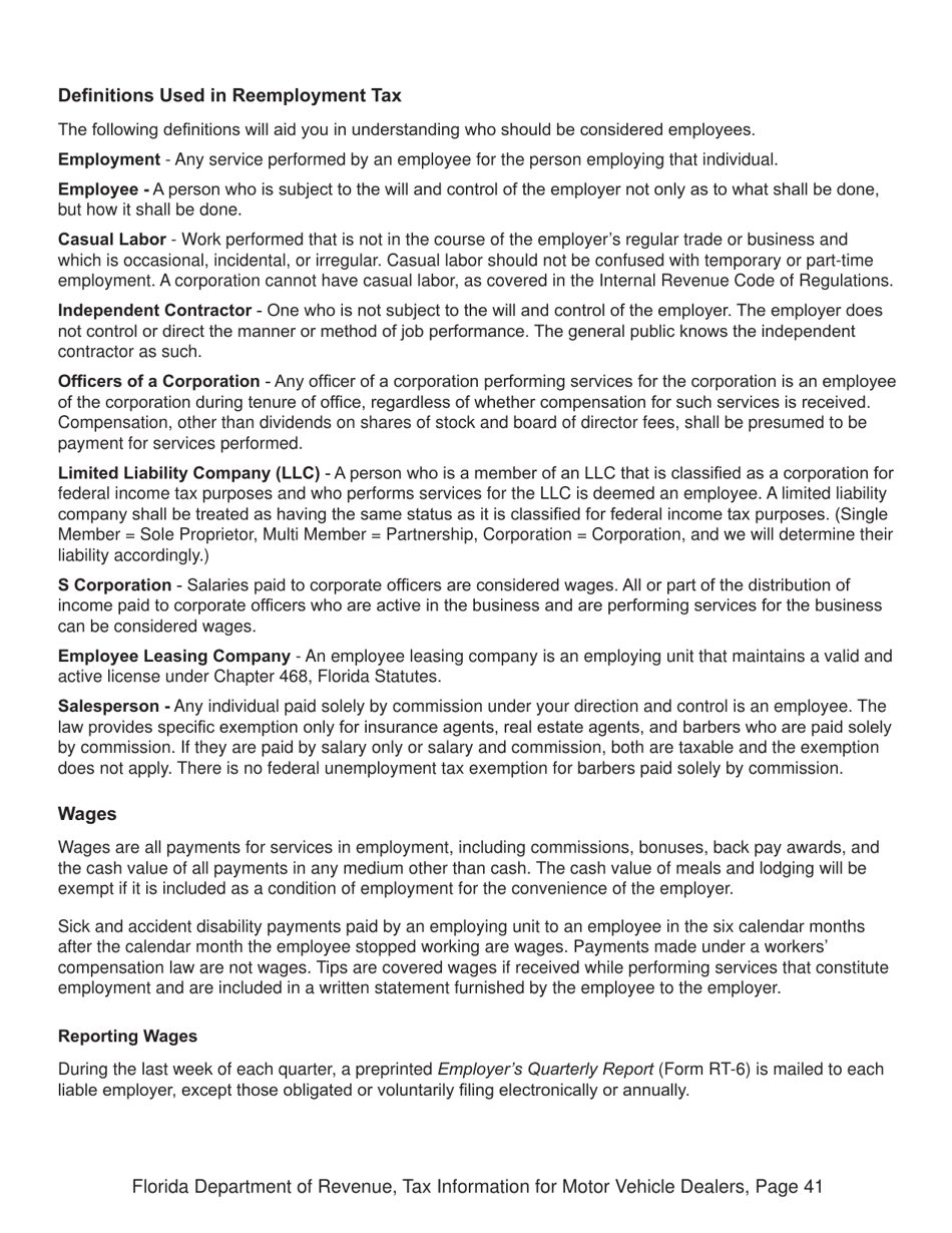 Tax Information for Motor Vehicle Dealers - Florida, Page 46