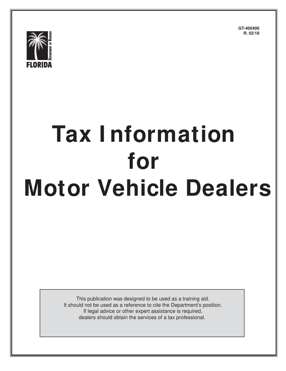 Florida Tax Information for Motor Vehicle Dealers Download Printable