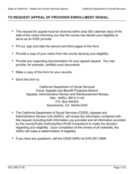 Document preview: Form SOC856 To Request Appeal of Provider Enrollment Denial - California