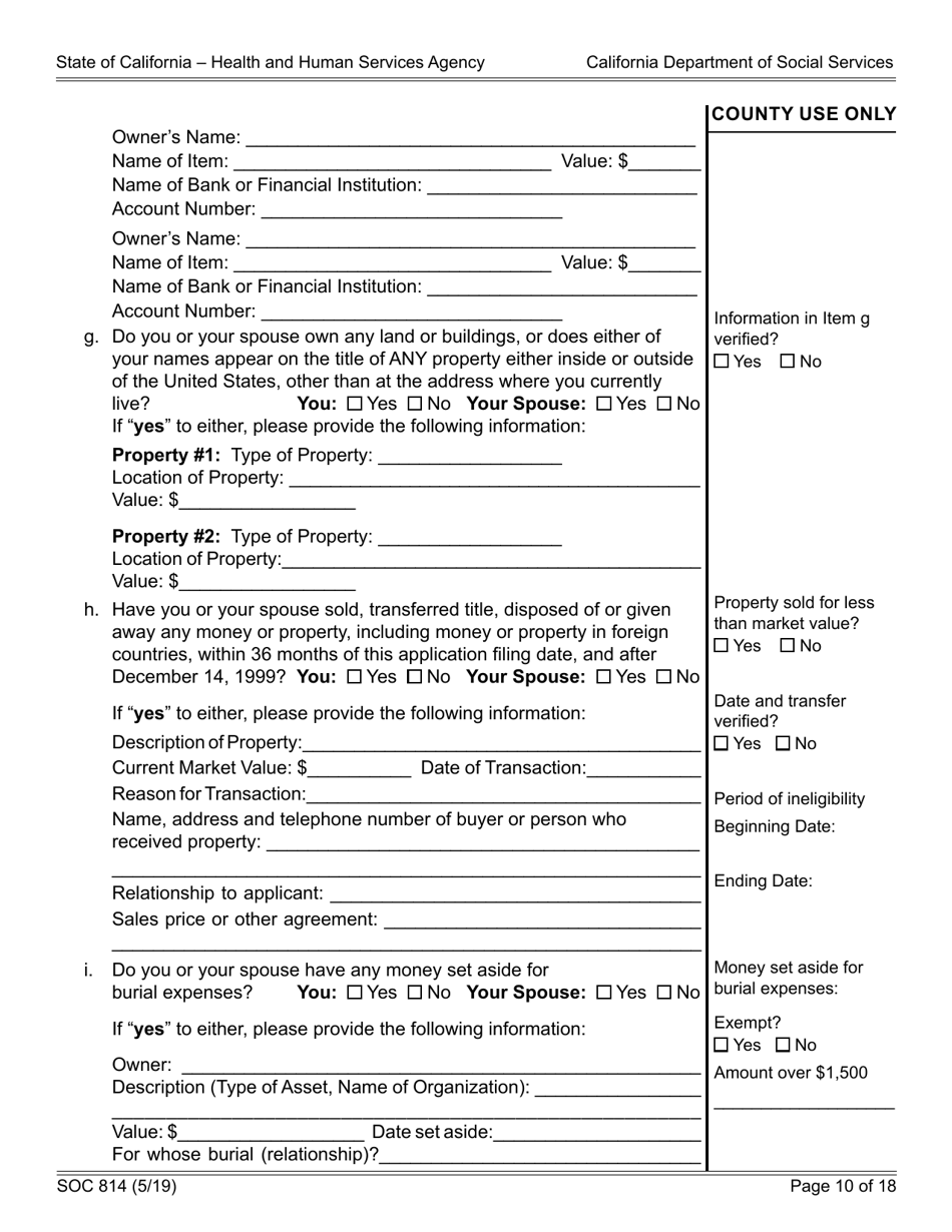 Form SOC814 Statement of Facts Cash Assistance Program for Immigrants (Capi) - California, Page 10