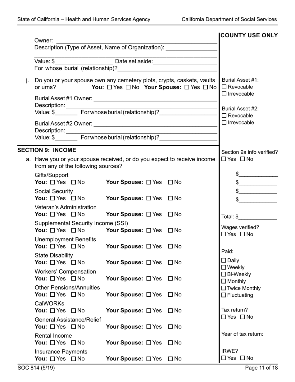 Form SOC814 Statement of Facts Cash Assistance Program for Immigrants (Capi) - California, Page 11
