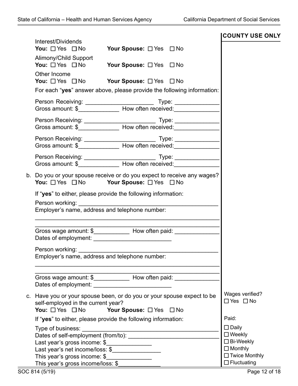 Form SOC814 Statement of Facts Cash Assistance Program for Immigrants (Capi) - California, Page 12