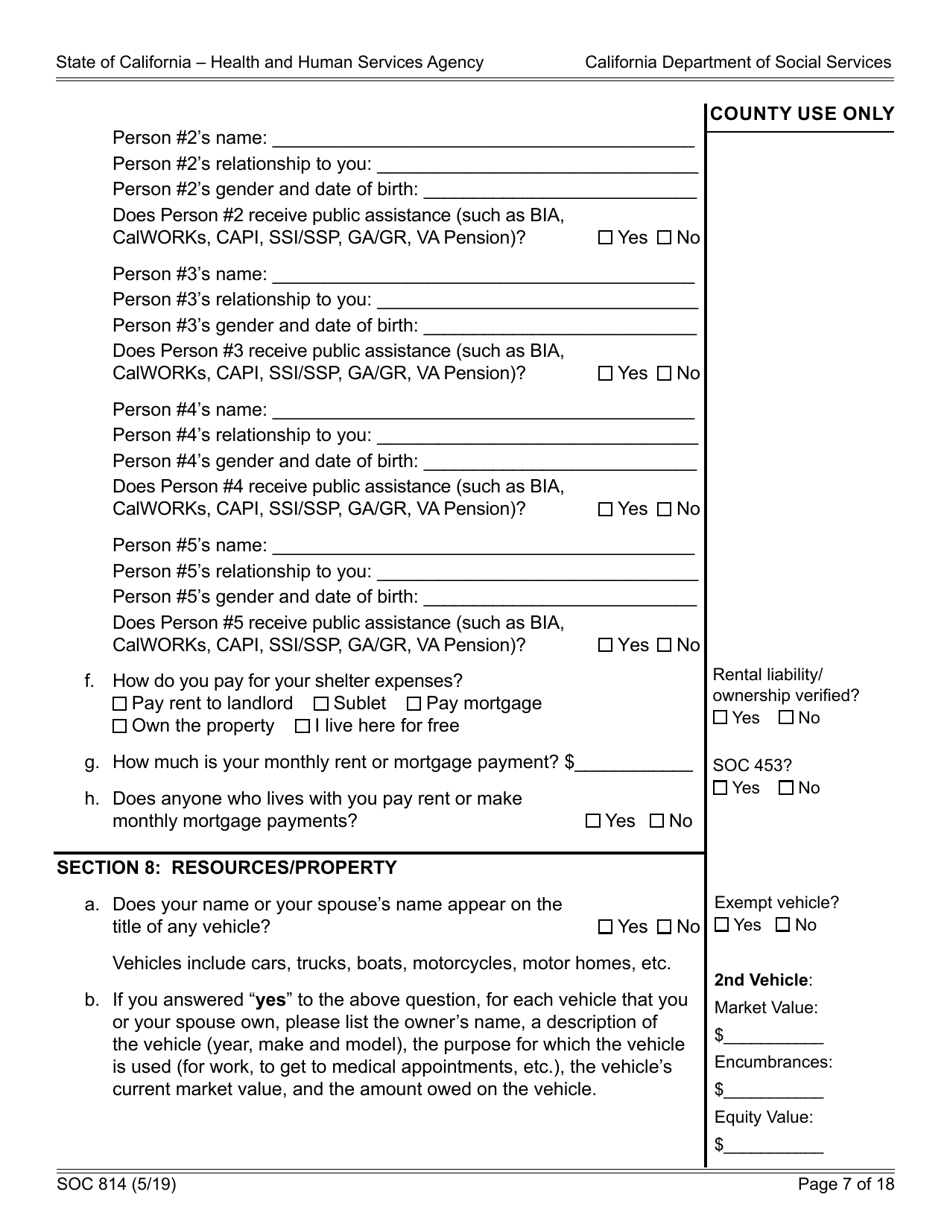 Form SOC814 Statement of Facts Cash Assistance Program for Immigrants (Capi) - California, Page 7