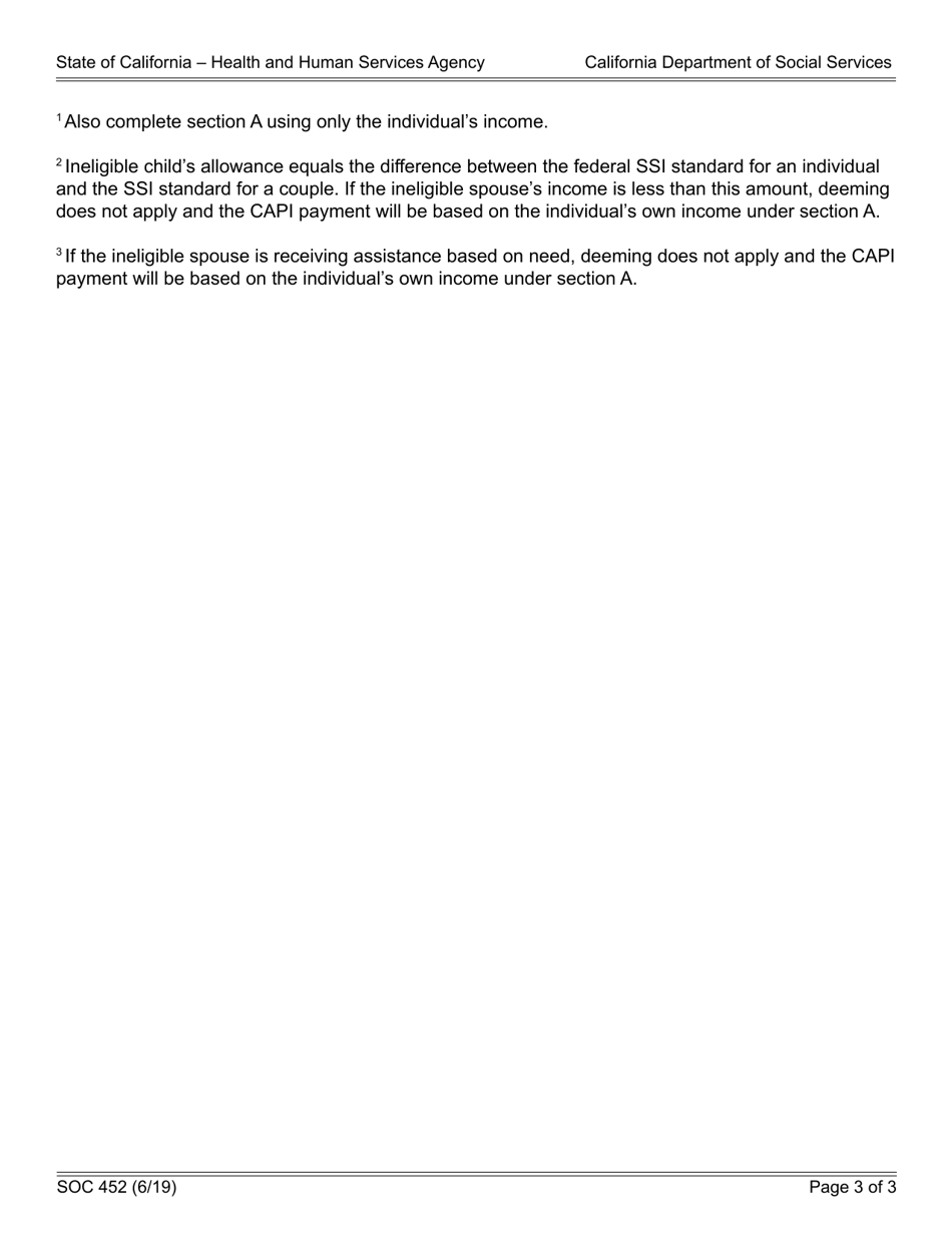 Form SOC452 Cash Assistance Program for Immigrants (Capi) Income Eligibility - Adult - California, Page 3