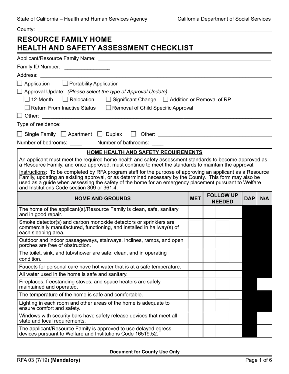 Form Rfa03 - Fill Out, Sign Online And Download Fillable Pdf 