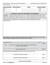 Form RFA03 Resource Family Home Health and Safety Assessment Checklist - California, Page 6