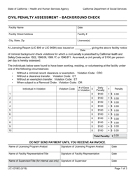 Document preview: Form LIC421BG Civil Penalty Assessment - Caregiver Background Check - California