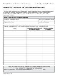 Document preview: Form HCS9184 Home Care Organization Disassociation Request - California