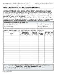 Document preview: Form HCS9183 Home Care Organization Association Request - California