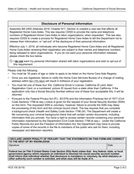 Form HCS100 Application for Home Care Aide Registration - California, Page 2