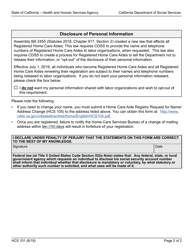 Form HCS101 Home Care Aide Registration Renewal - California, Page 2