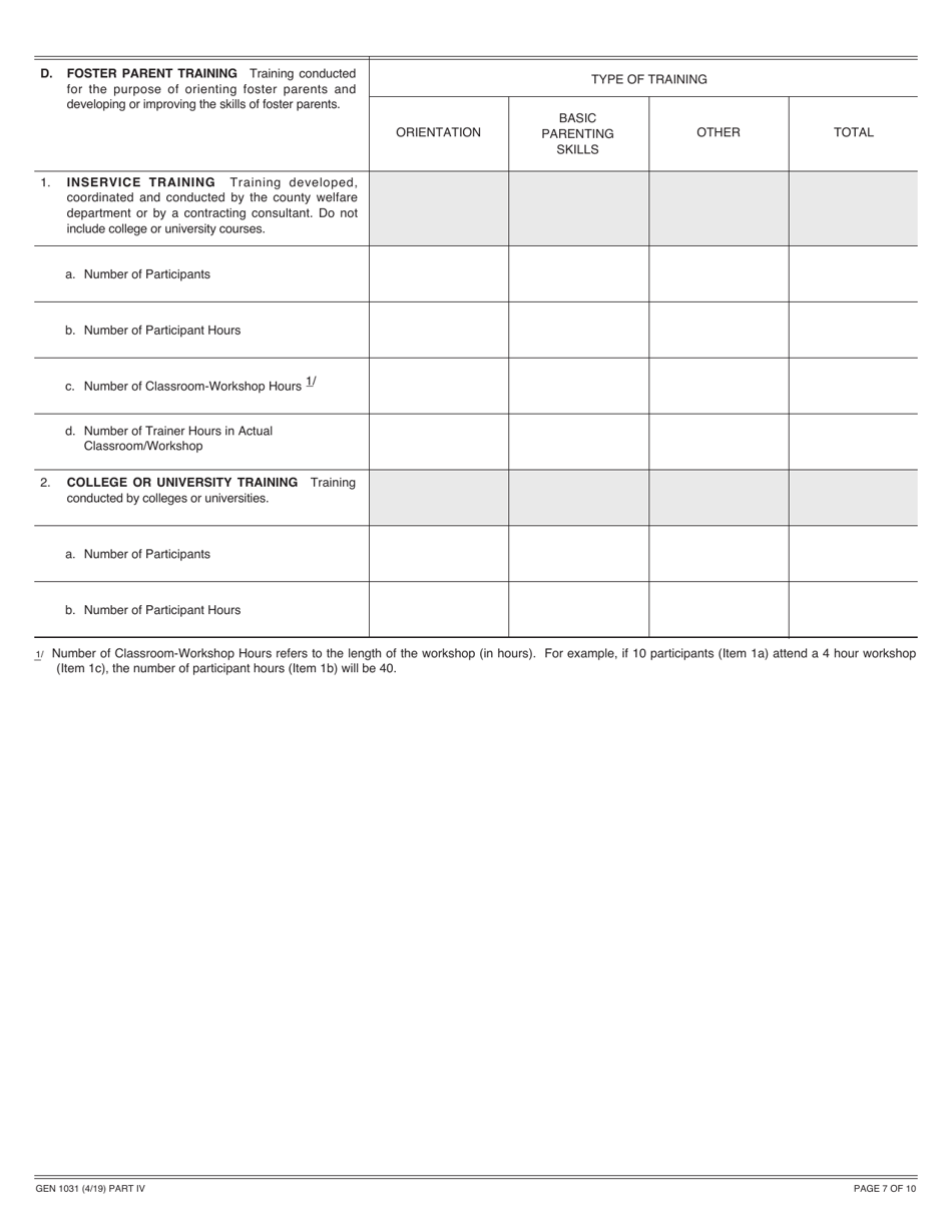 Form GEN1031 Annual County Training Plan - California, Page 7