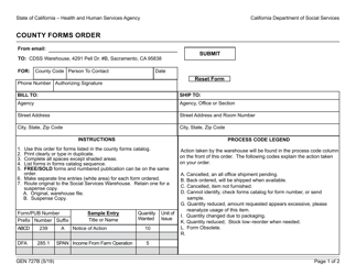Form GEN727B &quot;County Forms Order&quot; - California