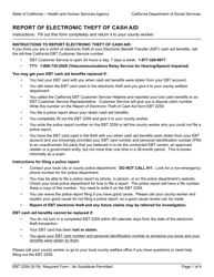 Document preview: Form EBT2259 Report of Electronic Theft of Cash Aid - California