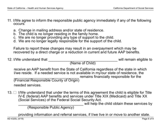 Form AD4320L Adoption Assistance Program (Aap) Agreement (Large Print) - California, Page 6