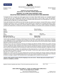 Form CSE-1160A Request to Close Child Support Case - Arizona (English/Spanish)