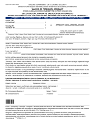 Document preview: Form CSE-1016A Waiver of Paternity Affidavit - Arizona (English/Spanish)