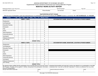 Document preview: Form SNA-1046A Monthly Work Activity Report - Arizona