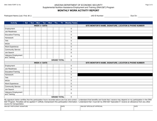 Form SNA-1046A Monthly Work Activity Report - Arizona, Page 2