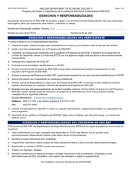 Formulario SNA-1000A-S Derechos Y Responsabilidades - Arizona (Spanish)