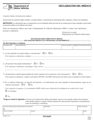 Document preview: Formulario MV-80S Declaracion Del Medico - New York (Spanish)