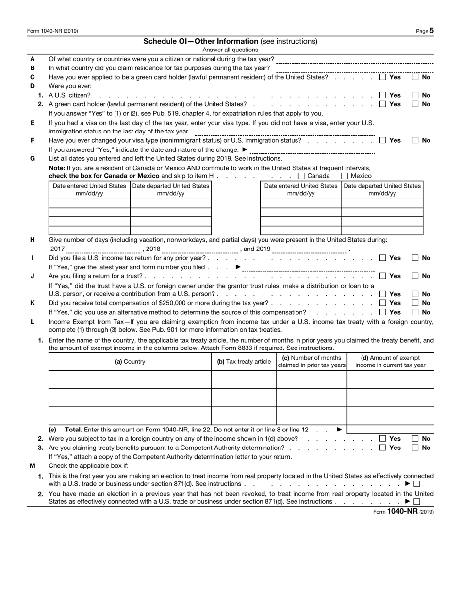 IRS Form 1040-NR U.S. Nonresident Alien Income Tax Return, Page 6