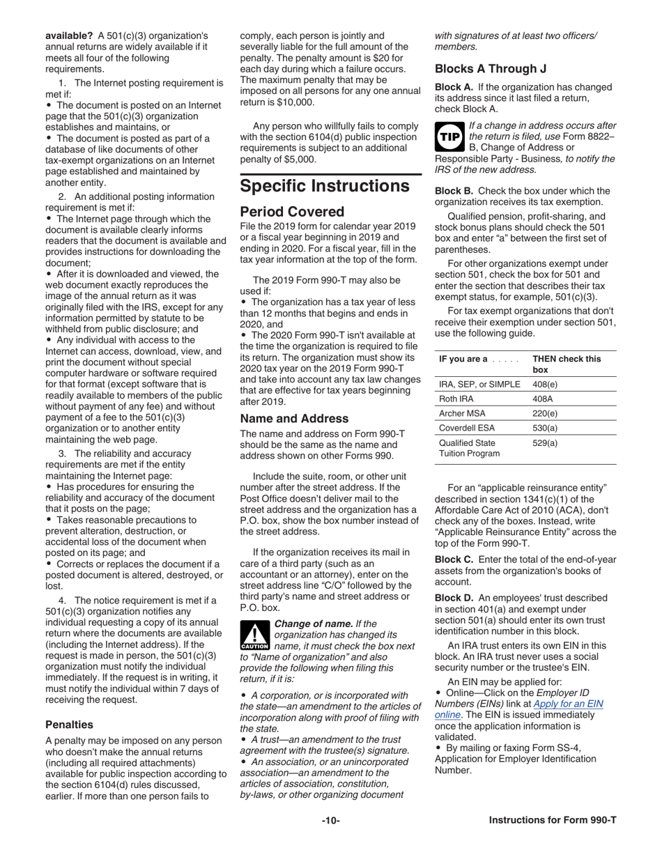 Instructions for IRS Form 990-T Exempt Organization Business Income Tax Return (And Proxy Tax Under Section 6033(E)), Page 11