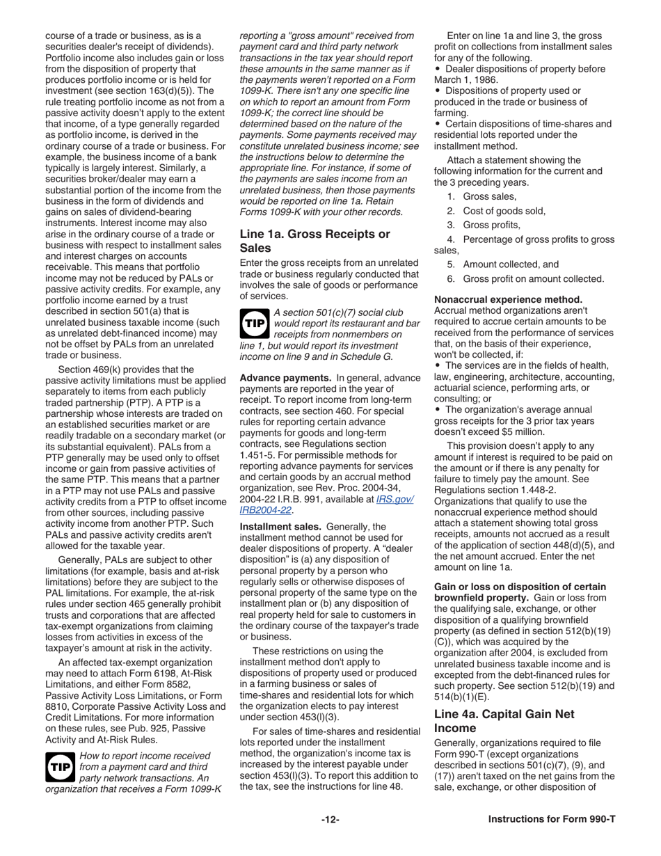 Instructions for IRS Form 990-T Exempt Organization Business Income Tax Return (And Proxy Tax Under Section 6033(E)), Page 13