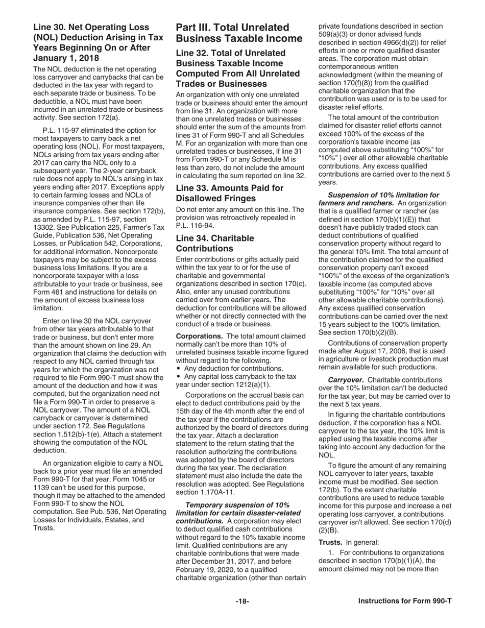 Instructions for IRS Form 990-T Exempt Organization Business Income Tax Return (And Proxy Tax Under Section 6033(E)), Page 19