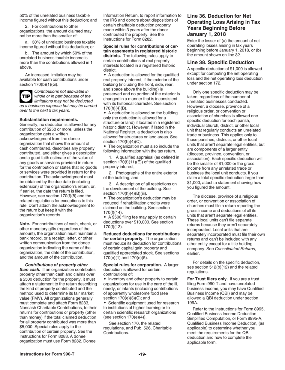 Instructions for IRS Form 990-T Exempt Organization Business Income Tax Return (And Proxy Tax Under Section 6033(E)), Page 20